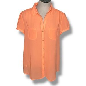 LOFT Ann Taylor Women's Button Down Shirt Short Sleeve Career Casual Blouse‎